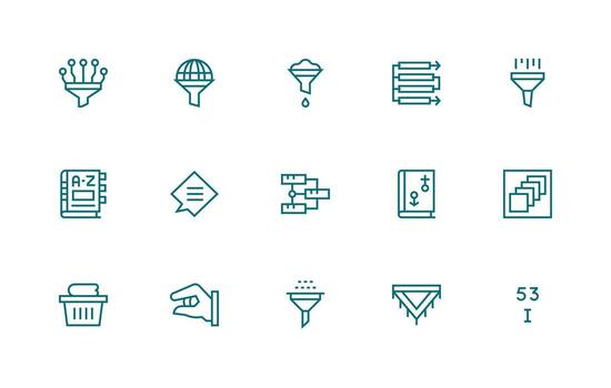 Sorting Design Icons featuring 15 in Regular Line Style Style Icon Set vector