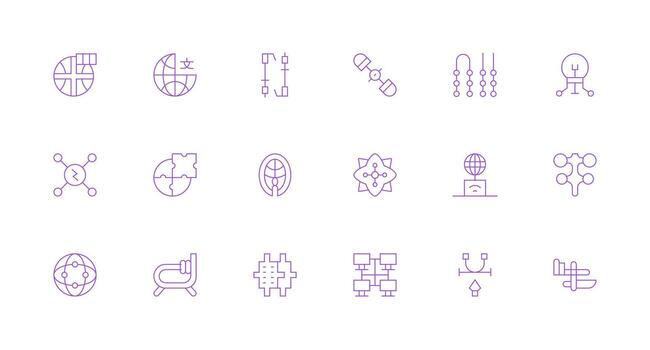Connection Point Visual Pack containing 18 Minimal Line Icons Interface Icon Collection vector