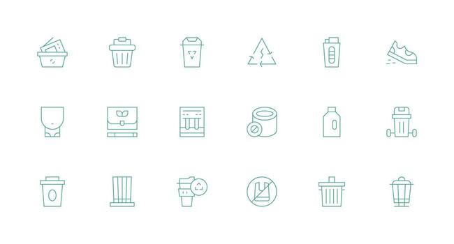 18 Minimal Line Vectors for Recycle Theme Multi-Style Icons for Creative Projects
