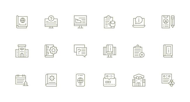 Documentation Visual Pack containing 18 Minimal Line Icons App Icon Pack vector