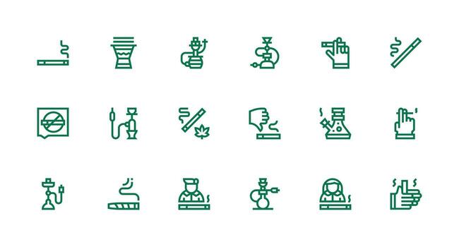 Smoking Design Icons featuring 18 in Strong Stroke Line Style Simple Icons for Interface and Wireframes vector