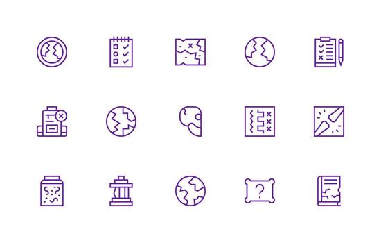 15 Icons for Incomplete in Regular Line Format Compact Icon Set vector