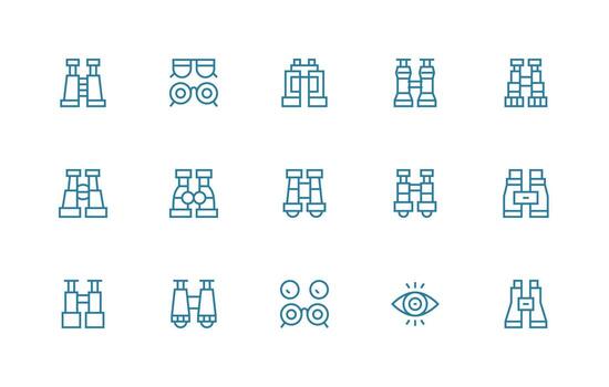 Sight Visual Pack containing 15 Regular Line Icons Responsive Icon Set for Flexible Layouts vector