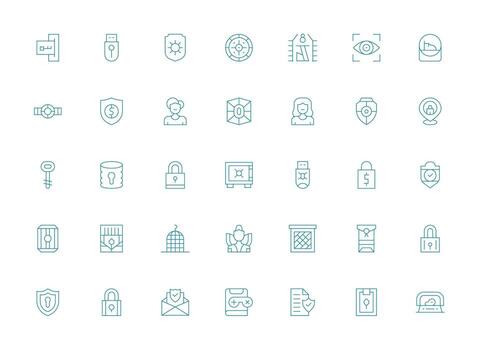 35 Light Line Designs for Protected Icons Neatly Designed Icons for Web Platforms vector