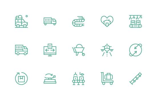 regular línea estilo Moviente íconos con 15 vectores icono colección conjunto