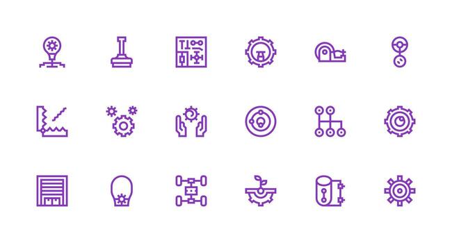 mecanismo icono conjunto con 18 fuerte carrera línea gráficos icono conjunto vector