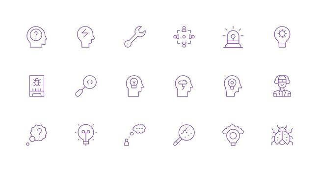 18 problema resolviendo íconos en mínimo línea estético moderno línea y glifo icono serie vector