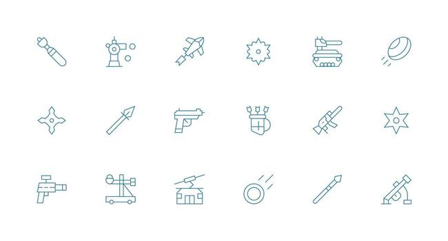 Projectile including 18 Minimal Line Illustrations User Interface Icons for Digital Products vector