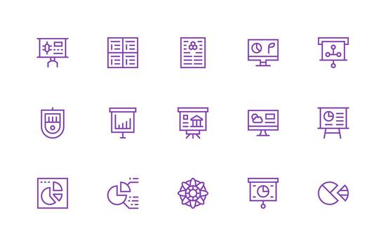 infografía presentando 15 íconos en regular línea diseño ui icono conjunto vector