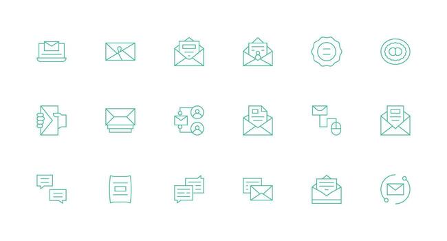 Correspondence Set with 18 Minimal Line Icons Multi-Style Icons for Creative Projects vector