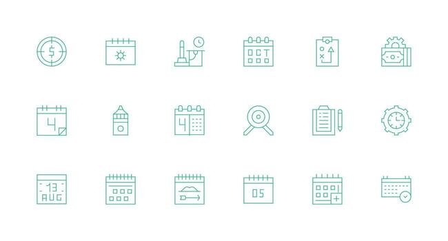 Planning featuring 18 Icons in Minimal Line Design UI Icon Set vector