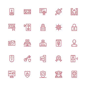 Authentication Design Icons featuring 25 in Medium Stroke Outline Style Pixel Perfect Icon Set vector