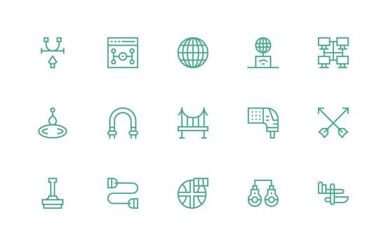 15 Regular Line Vectors for Connection Point Theme Multi-Purpose Icon Set