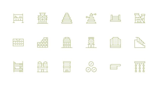 18 Multilevel Icons in Minimal Line Aesthetic Sharp Icons for Presentations vector