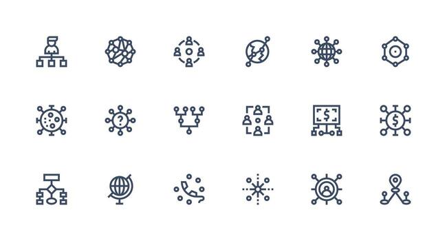 18 Icons for Connections in Strong Stroke Line Format Clean Icon Collection for Web Use vector