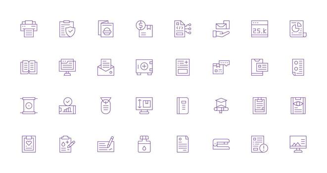 32 Thin Line Designs for Document Icons UI and UX Focused Icon Collection vector