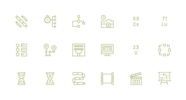 Sequence Icon Collection with 18 Minimal Line Designs Reliable Icons for All Interfaces vector