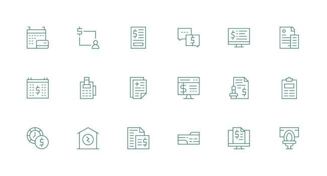 18 Icons for Billing in Minimal Line Format Web and App Icon Pack Collection vector