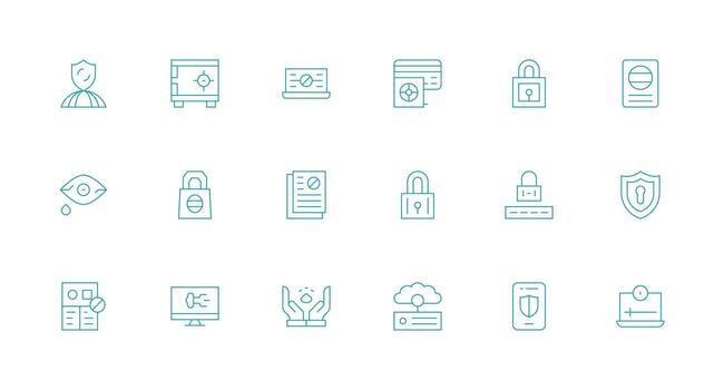 Minimal Line Style Information Security Icons with 18 Vectors Well-Structured Icons for Creative Use