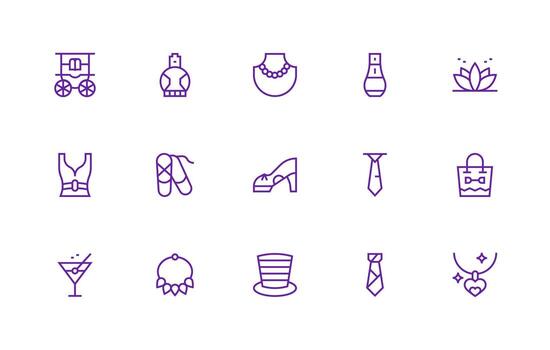 Elegant Icon Set with 15 Regular Line Graphics Icon Set for Projects vector