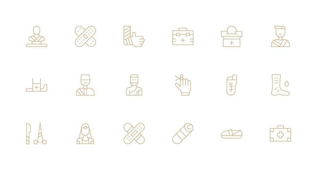 Bandage Icon Set with 18 Minimal Line Graphics All Device Compatible Icon Set vector