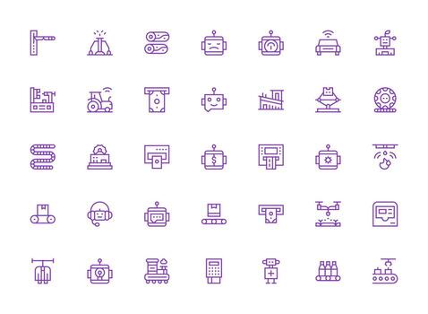 regular limpiar línea íconos desde automatizado conjunto con 35 vectores estilo icono conjunto