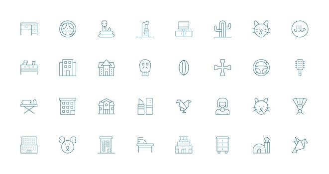 Flat including 32 Thin Line Illustrations User Interface Icons for Digital Products vector