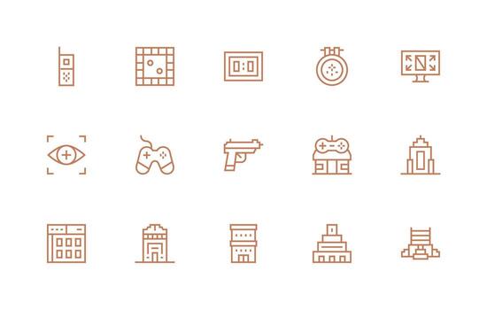 Pixel Icon Set with 15 Regular Line Graphics Icon Set for Apps vector