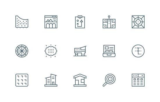 diseño icono conjunto con 15 regular línea gráficos escalable íconos para todas temas vector