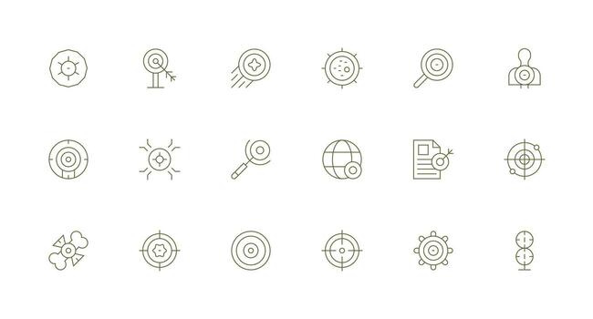 Minimal Line Style Objective Icons with 18 Vectors Style Icon Set