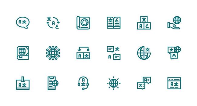 18 fuerte carrera línea estilo íconos desde plurilingüe colección limpiar icono colección para web utilizar vector