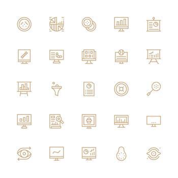 Visualization Set with 25 Medium Stroke Outline Icons Essential Icons for Rapid UI Building vector