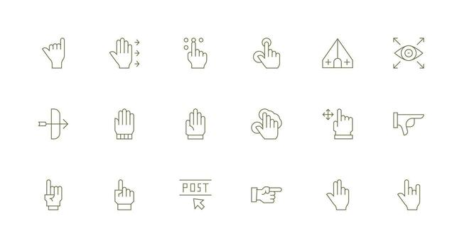Cursor Visual Pack containing 18 Minimal Line Icons User Interface Icons for Digital Products vector