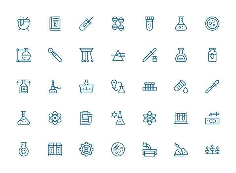 Regular Clean Line Style Experiment Icons with 35 Vectors Flexible Icon System for Web Interfaces