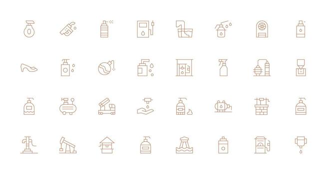 Pump Icon Collection with 32 Thin Line Designs Neatly Designed Icons for Web Platforms vector