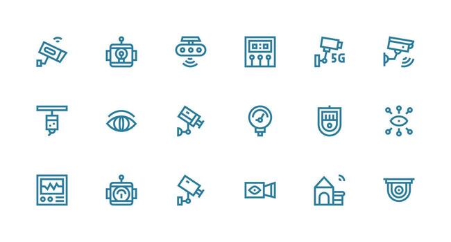 supervisión sistema icono colección con 18 fuerte carrera línea diseños multi-estilo íconos para creativo proyectos vector