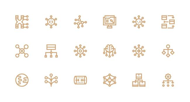 Dataflow including 18 Strong Stroke Line Illustrations Neatly Designed Icons for Web Platforms vector