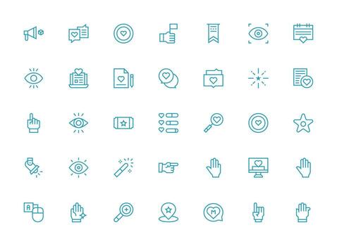 Highlight Design Icons featuring 35 in Regular Clean Line Style Neatly Designed Icons for Web Platforms vector