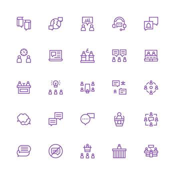 Medium Stroke Outline Style Discussion Icons with 25 Vectors Simple Icons for Interface and Wireframes