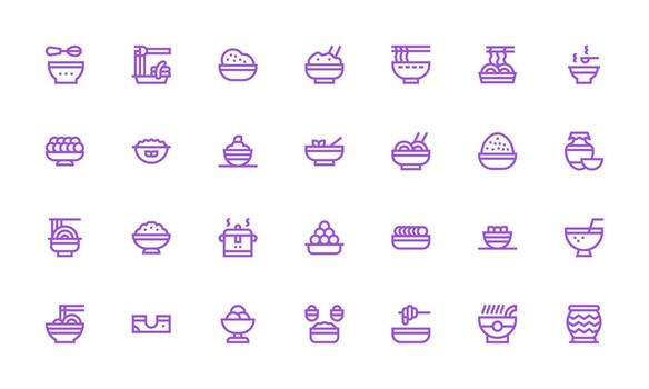 Bold Line Style Bowl Icons with 28 Vectors Scalable Icons for Cross-Platform Interfaces