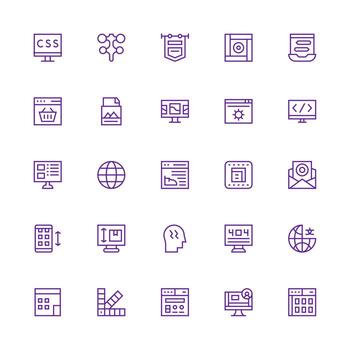 25 Medium Stroke Outline Designs for Web Design Icons Icon Set for Web vector