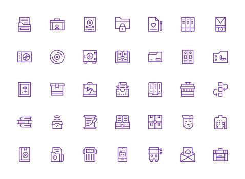 archivo diseño íconos presentando 35 en regular limpiar línea estilo de múltiples fines icono conjunto vector