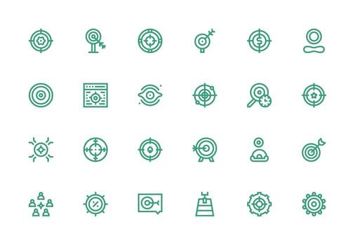 24 Icons for Objective in Thick Line Line Format Glyph Icon Series vector