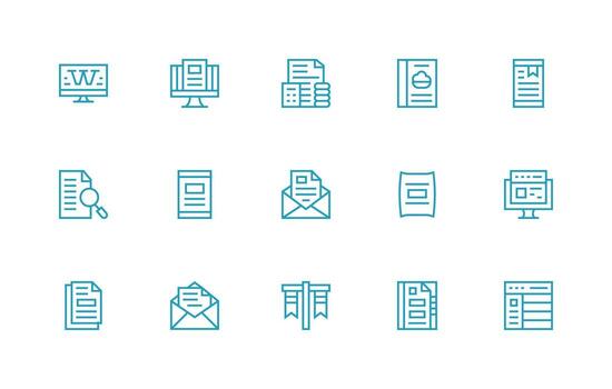 15 Regular Line Style Icons from Digital Document Collection Versatile Icon Collection for Designers vector