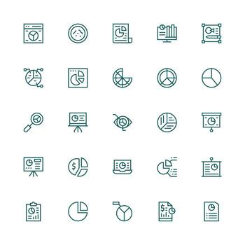 25 íconos para tarta gráfico en medio carrera contorno formato multi-estilo íconos para creativo proyectos vector