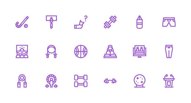 formación icono conjunto con 18 fuerte carrera línea gráficos icono conjunto para proyectos vector