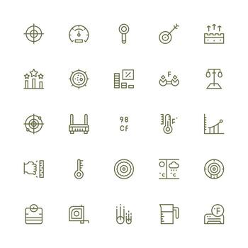 25 Medium Stroke Outline Icons for Metric Graphics Responsive Icon Set for Flexible Layouts vector