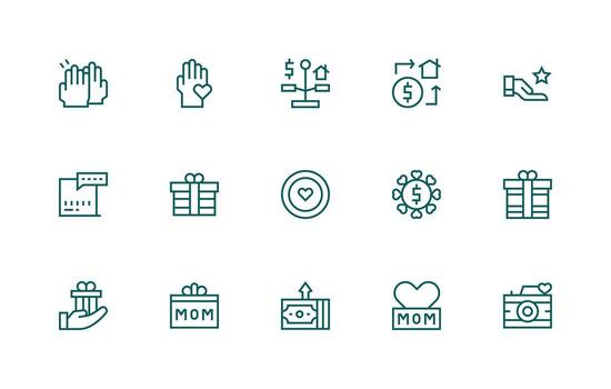 Regular Line Icons from Appreciation Set with 15 Vectors Icon Set for Apps