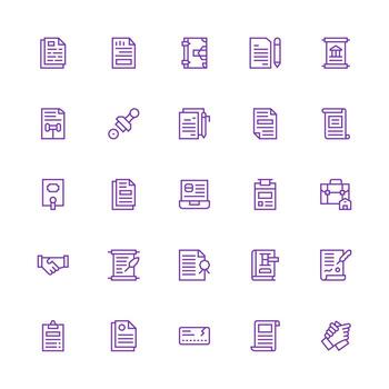 Contract Icon Set with 25 Medium Stroke Outline Graphics Web and App Icon Pack Collection vector