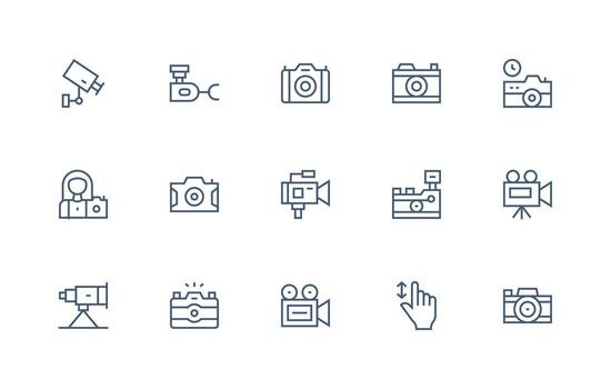 15 Regular Line Vectors for Digital Camera Theme Neatly Designed Icons for Web Platforms